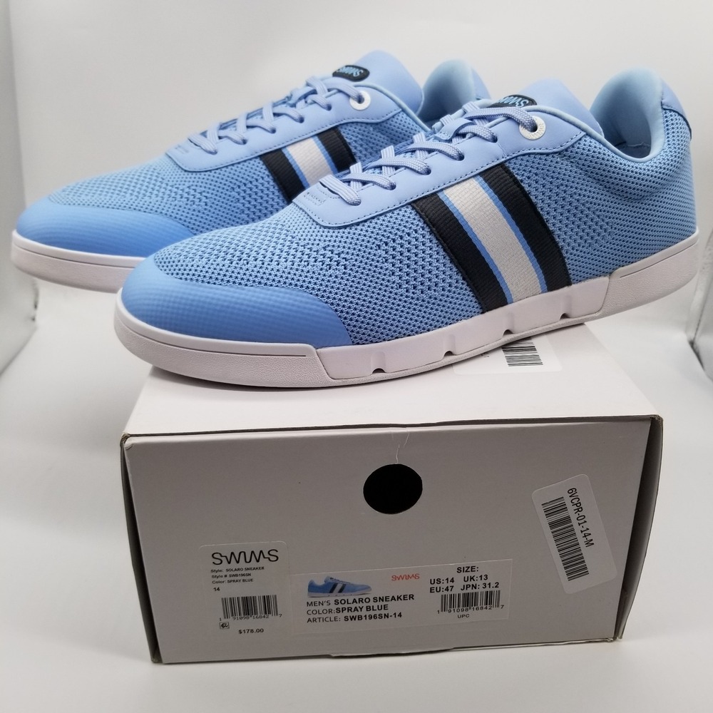 SWIMS Men Solaro Knit Sneakers‎ Sz 14 Spray Blue Low Top Casual City Sport